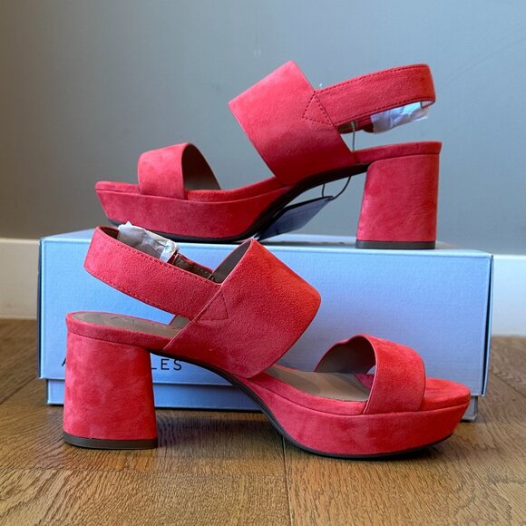 Aerosoles Camera Round-Toe Ankle-Strap Platform Sandals (Coral Suede) - Picture 10 of 16